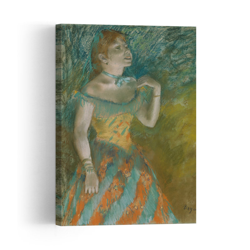 The Singer In Green, C.1884 Impressionist Abstract Contemporary Wall Art Print by Edgar Degas - Wrapped Canvas Print