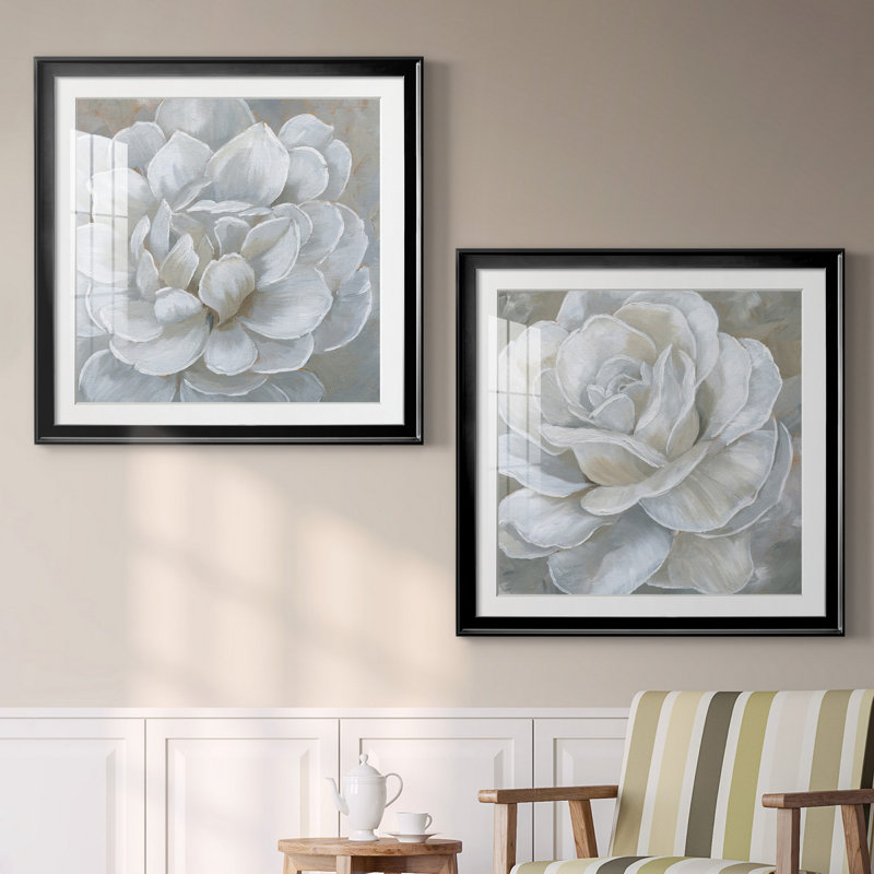 «Bombshell Bloom I», ensemble de 2 reproductions d'art sur toiles, Papier encadré noir, H 30,5 po x l 61 po x P 1,5 po, Noir