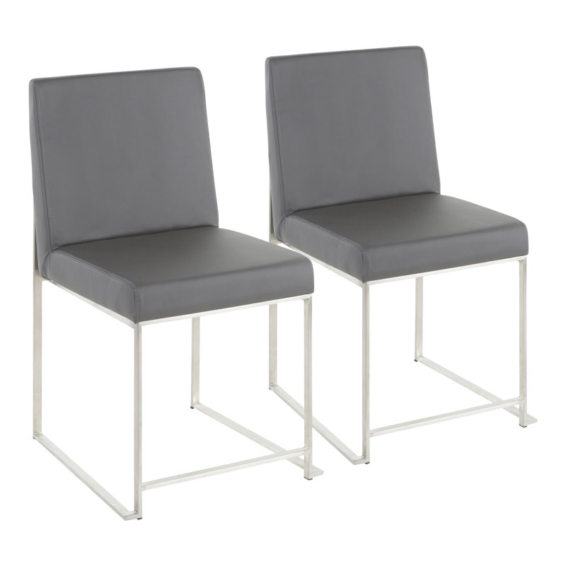 Chaise d'appoint Ernestine, Acier Inoxydable, Similicuir gris