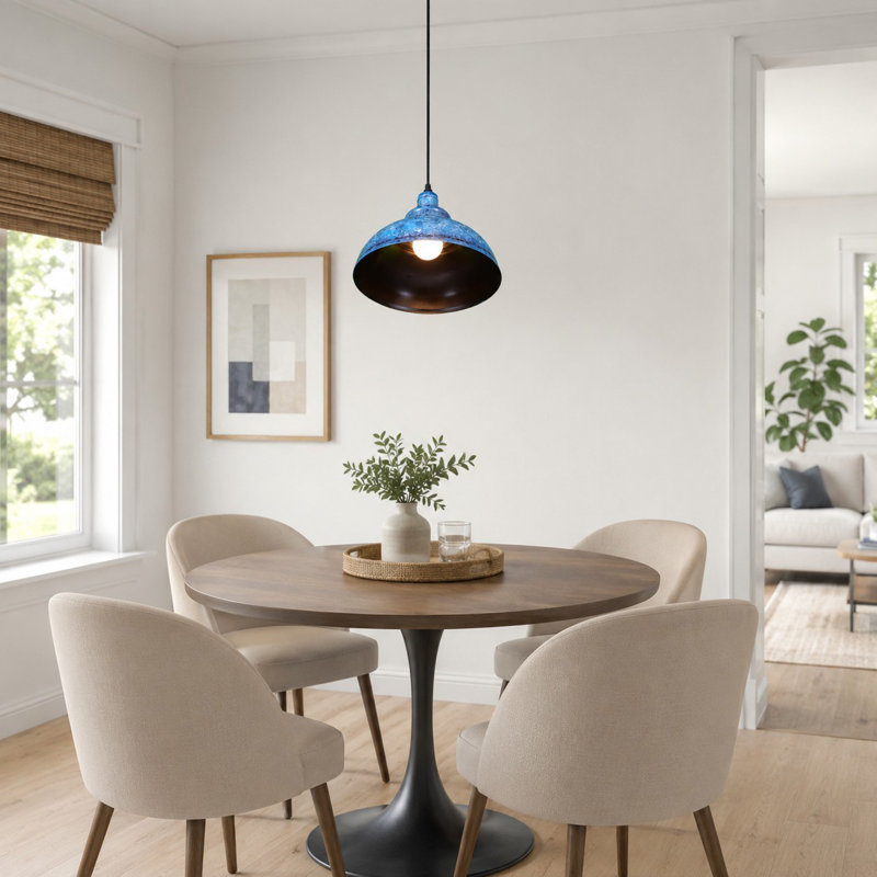 Blue Single Head Adjustable Pendant Light (including E26 Warm Light Bulb)