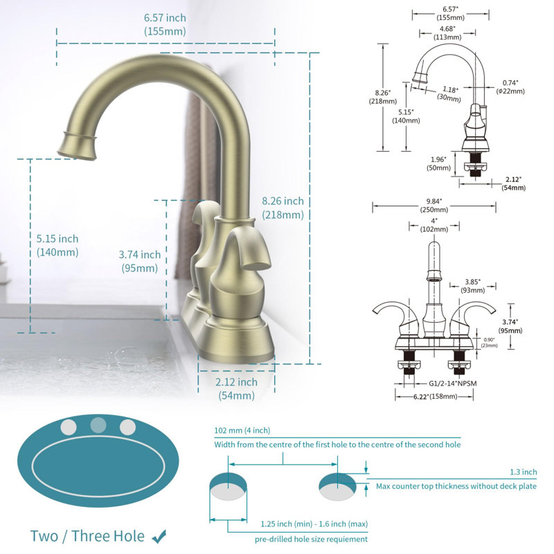 Bathroom faucet with 360 degree turn spout, Brushed Gold