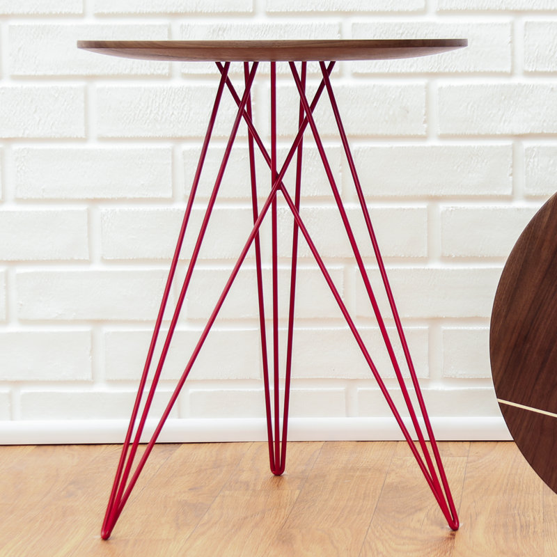 Hudson Solid Wood Top End Table, Red, Walnut