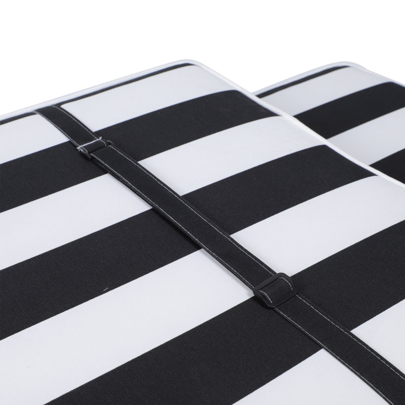 (2PCS ONE SET)  Outdoor Chaise Lounge Cushion Set Of 2, 74''L X 22''W X 3''T Weather-Resistant Lounge Chair Cushion For Patio Furniture, Lawn, Pool,(Black White Stripes)