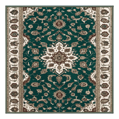 Tapis vert Tabriz lavable à la machine