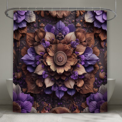 Rideaux de douche à motif floral complexes extra longs