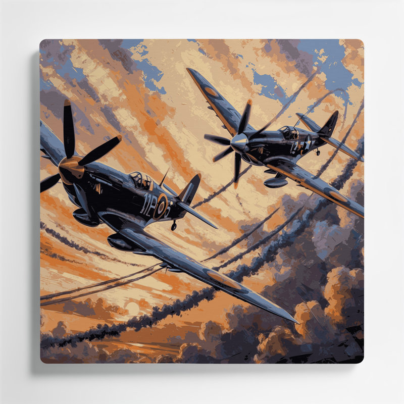 Art de transport, avions de chasse de la Seconde Guerre mondiale, transport, H 16 po x l 16 po x P 0,05 po