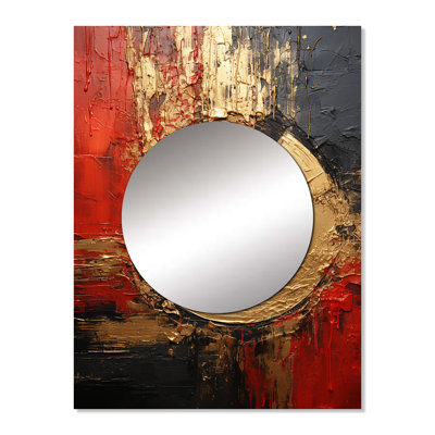 Raymand Red Gold Fusion Spiral II - Abstract Spirals Mirror, Modern Decorative Wall Mirror, Printed Metal Art