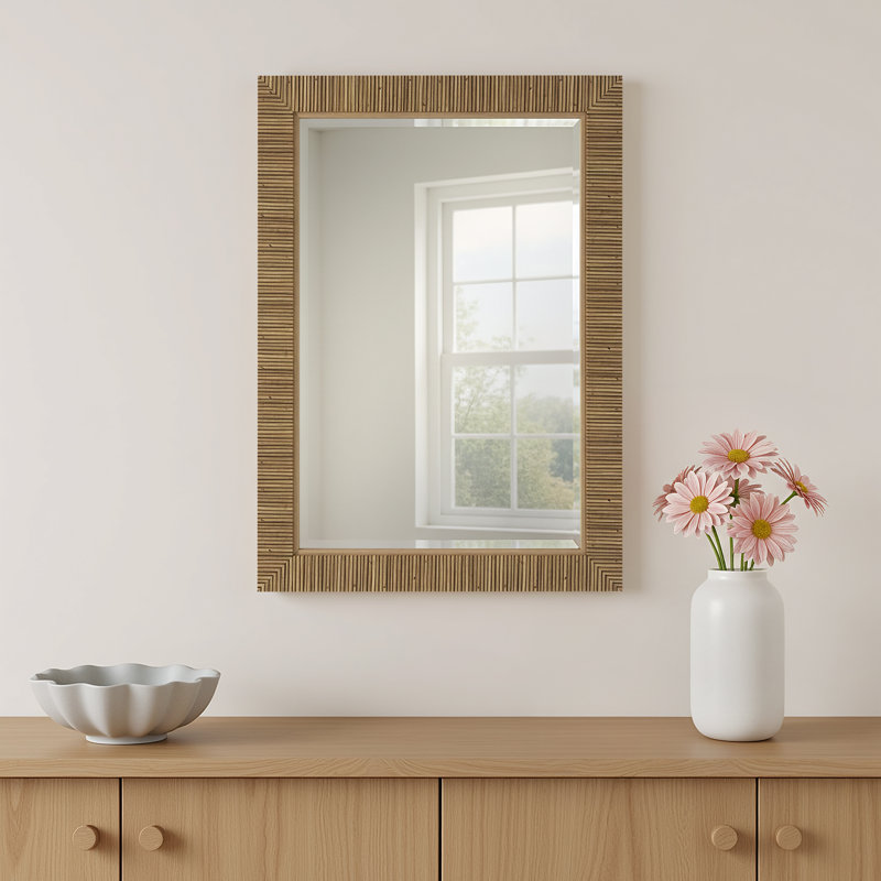 Hereen Rectangle Wall Mirror, 35" x 25", Brown