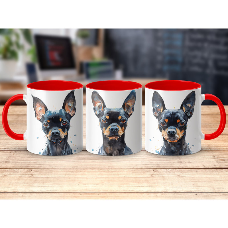 Miniature Pinscher Design 11oz Coffee Mug, Red, 2