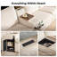 Canapé modulaire inclinable en forme de L à 4 sièges avec coin et console, canapé en velours côtelé avec inclinaison électrique, charge USB et porte-gobelets, blanc-109568083
