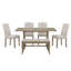 Ensemble de table de salle à manger 6 pièces, table à tréteaux rectangulaire, 4 chaises rembourrées et banc pour la salle à manger-1918595969