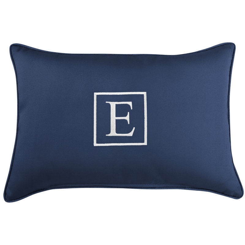 Kerrell Embroidered Sunbrella® Outdoor Throw Pillow, Canvas Navy Sunbrella® Canvas, E