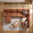 Sectional Sleeper Sofa With Pull Out Bed, L-Shaped Modular Sectional Sofa  With Storage, Cloud Couch With Deep Seat, Chenille, Orange-1560626072