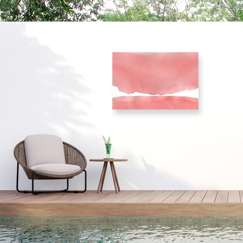 Amini54  Minimal Pink Abstract 04 Landscape Outdoor  Canvas, H 12 po x l 19 po