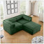 Élégant canapé 2 places en chenille verte avec siège de rangement repose-pieds, dossier cylindrique et accoudoirs, causeuse moderne en tissu avec espace de rangement caché-118043316