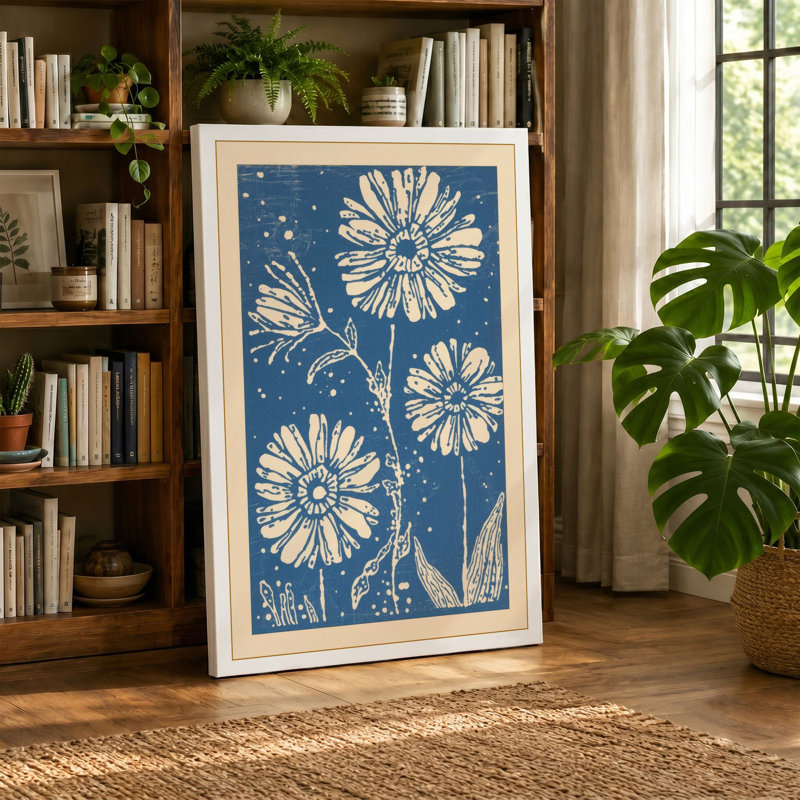 Daisy Study Botanical - Wrapped Canvas, 24x16 - 61.0 x 40.6 cm, Terracotta Border