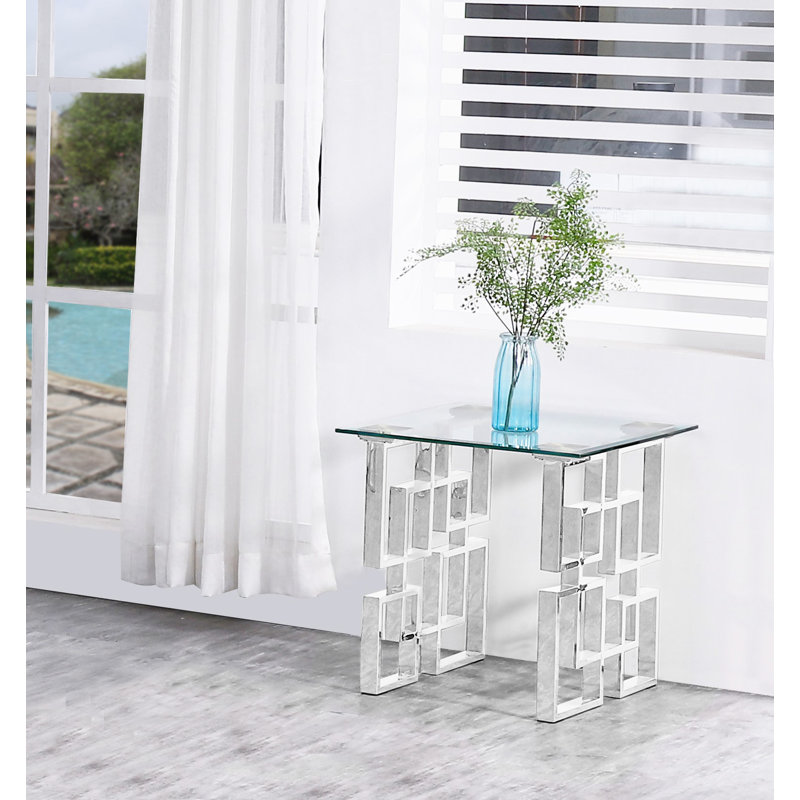 Table de bout Manahan, Argent, H 22 po x l 20 po x P 20 po