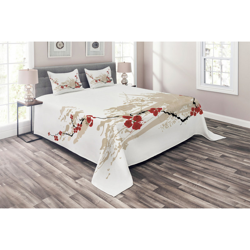 Flower Eclectic Coverlet, King Bedspread + 2 Shams