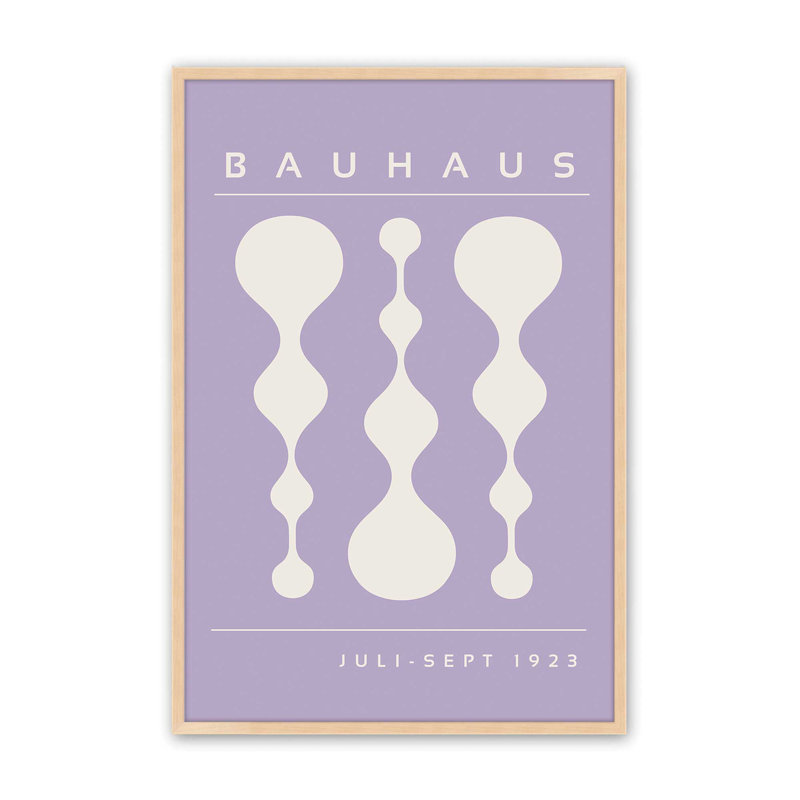 Affiche mauve rétro Bauhaus II, Reproduction encadrée sans passe-partout, H 15 po x l 12 po x P 1,25 po