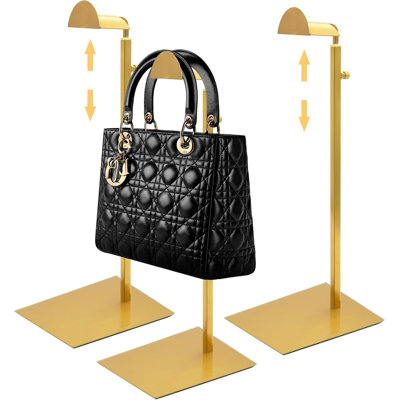 3 Pack Purse Holder, Purse Display Stand With Adjustable Height,Gold
