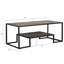 Table basse rectangulaire rustique en chêne et noir avec structure en métal, étagère à un seul niveau, plateau de 15 mm recouvert d'un placage papier PU, For & End Design Concepts, agencement d'étagères, épaisseur, agencement