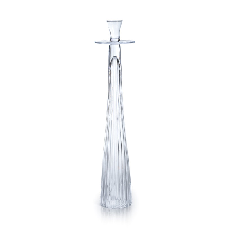 Glass Tabletop Candlestick, 21.75" H x 4.75" W x 4.75" D