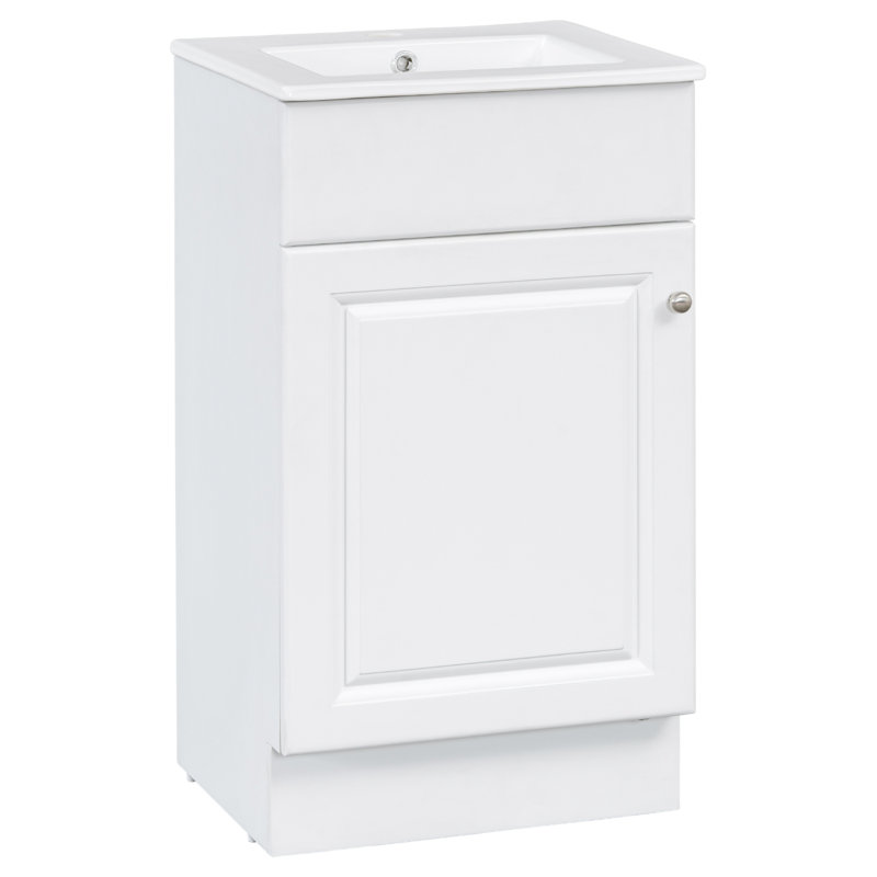 Meuble-lavabo 18 po avec lavabo et tablette réglable, Blanc / argenté