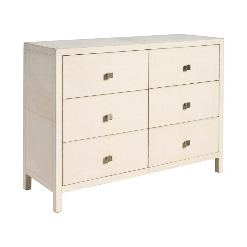 Modern Lira 52" Wide Grey Leather Six Drawer Dresser