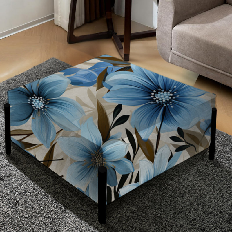 Grand repose-pieds carré bleu Blue Coastal Harmony