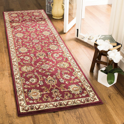 Tapis rouge classique 31 po Largeur de 87 po en polypropylène à motif intégral et confort pour les pièces invitantes 7 par 3 avec une couleur élégante