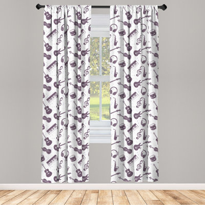 Music Semi-Sheer Rod Pocket Curtain Panels