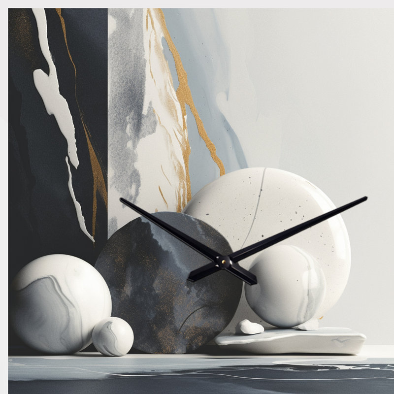 Horloge murale abstraite en forme de marbre I, Petit