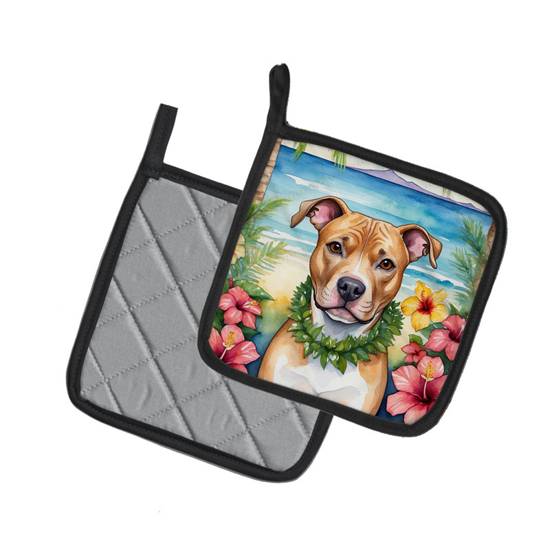 Caroline's Treasures Luau Party Floral Polyester Potholder Set