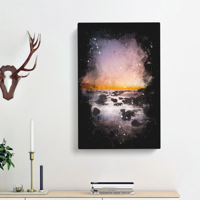 Moon Above the Beach - Wrapped Canvas