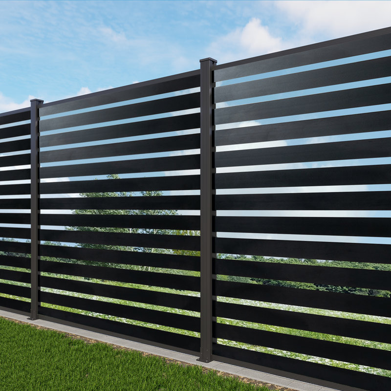 Clôture horizontale semi-intime en aluminium de 6,1 pi H pour clôture de jardin, de cour et de jardin, 1