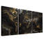 Carte du monde or sur fond de texture de marbre noir, ensemble de 3 toiles-677116194