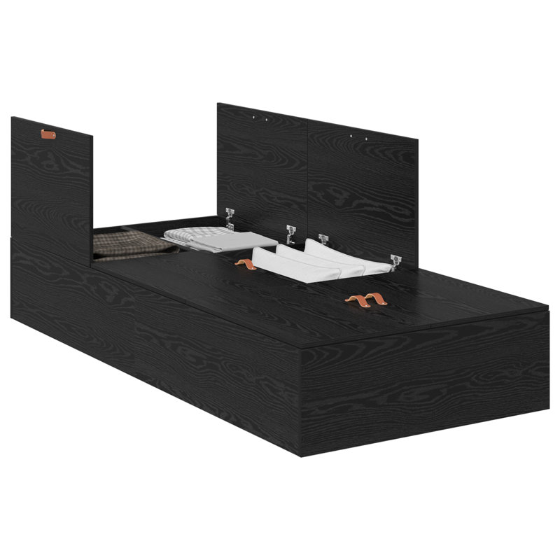 Vidaxl Storage Bed Frame, Black Oak, Small Single (2'6)
