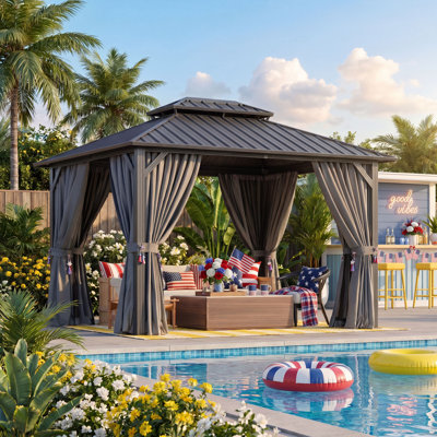 Hardtop Gazebo with Galvanized Steel Roof & Metal Frame