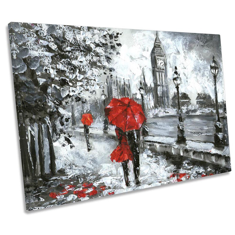 Umbrella Big Ben London - Wrapped Canvas Print, 30.5cm H x 45.7cm W x 2cm D