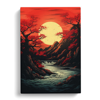 Japanese Sunset Line - Art Prints - Wrapped Canvas