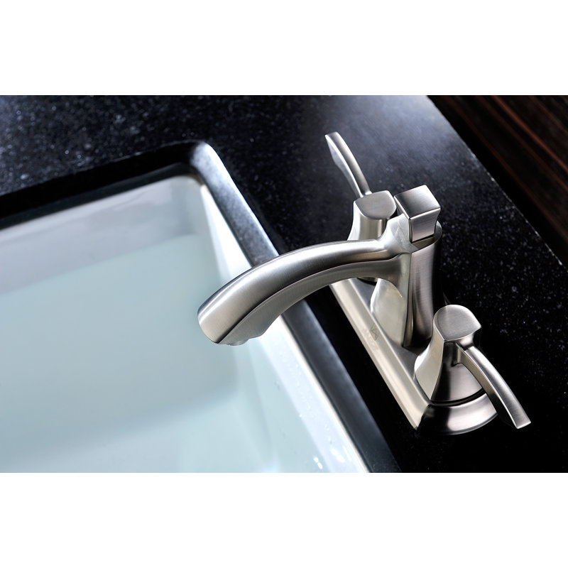 Mini robinet de salle de bain à poignée double avec drain Vista, Nickel brossé