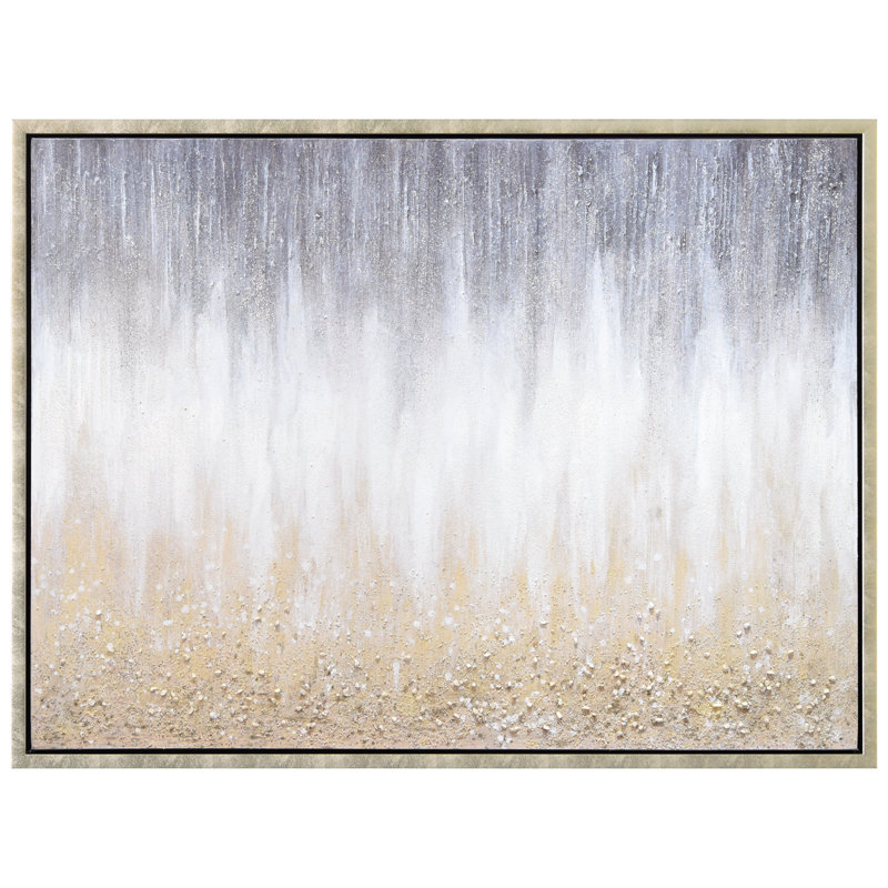 Golden Cascade Textured Glitter Hand Painted Canvas Wall Art, 30" x 40"