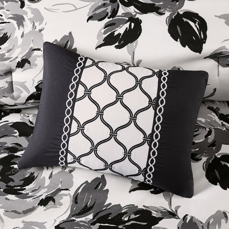 Édredon pour lit simple TG - floral, confort durable noir et blanc