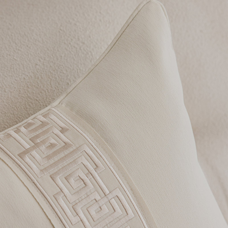 Allison Reversible Throw Pillow, Cream/Beige Trim