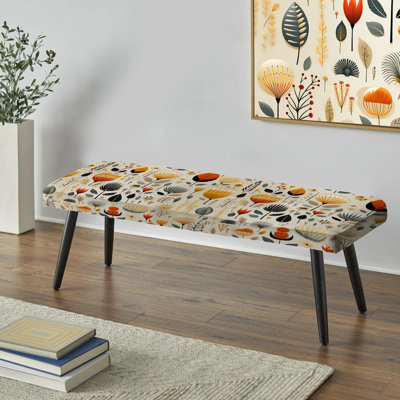 Banc rembourré floral noir