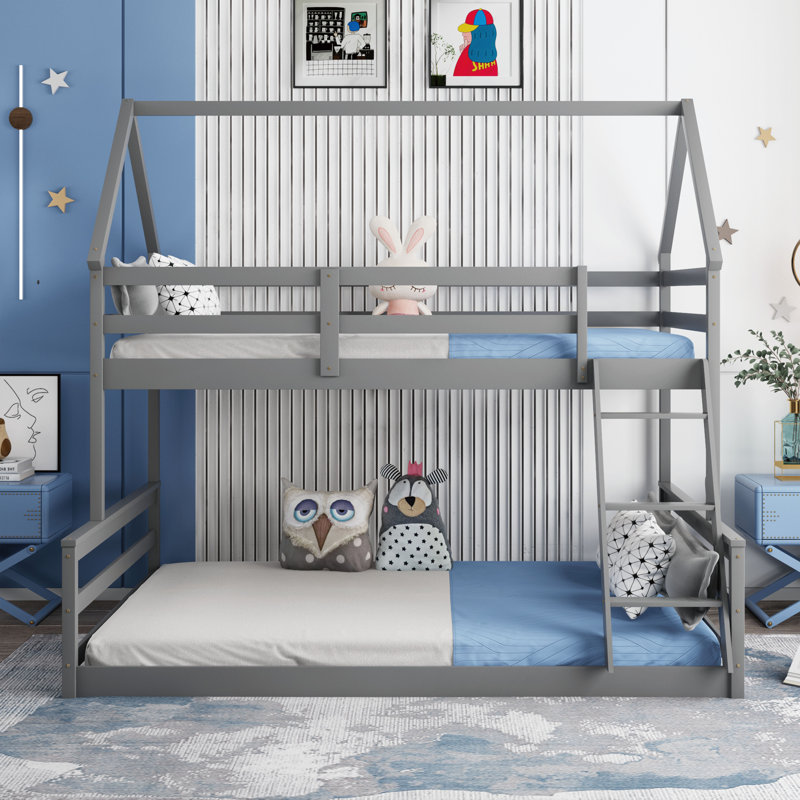 House Bunk Bed, Gray