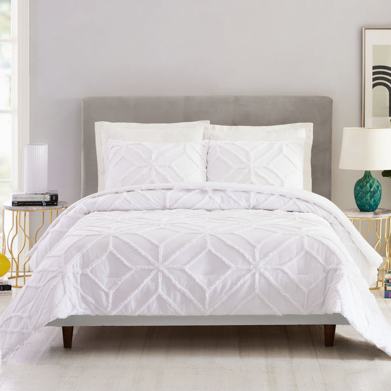Ensemble d'édredon en coton et treillis touffeté Trina Turk, Édredon pour grand lit + 2 taies décoratives