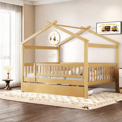 Lits en bois pleine grandeur peu encombrants avec lit gigogne, conception de maison moderne