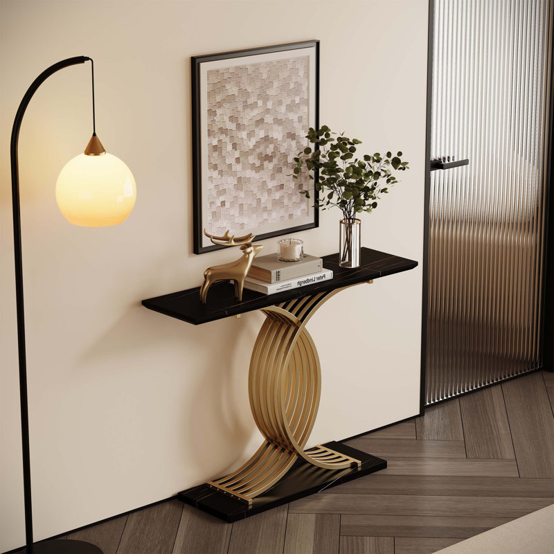 Console de table d'appoint avec pieds en métal entrelacés dorés, mobilier d'entrée haut de gamme luxueux pour les maisons modernes