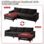 Canapé modulaire rembourré en velours côtelé de largeur 100,02 po Rita-1177622115